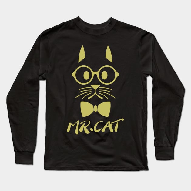 Gold Mr Cat Long Sleeve T-Shirt by anbartshirts